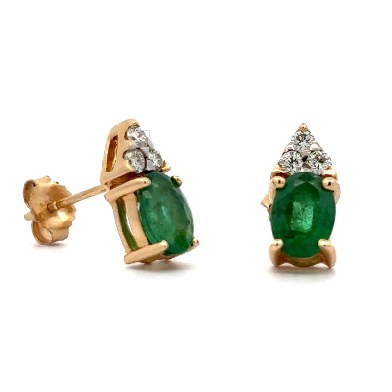 Emerald And Diamond Stud Earrings